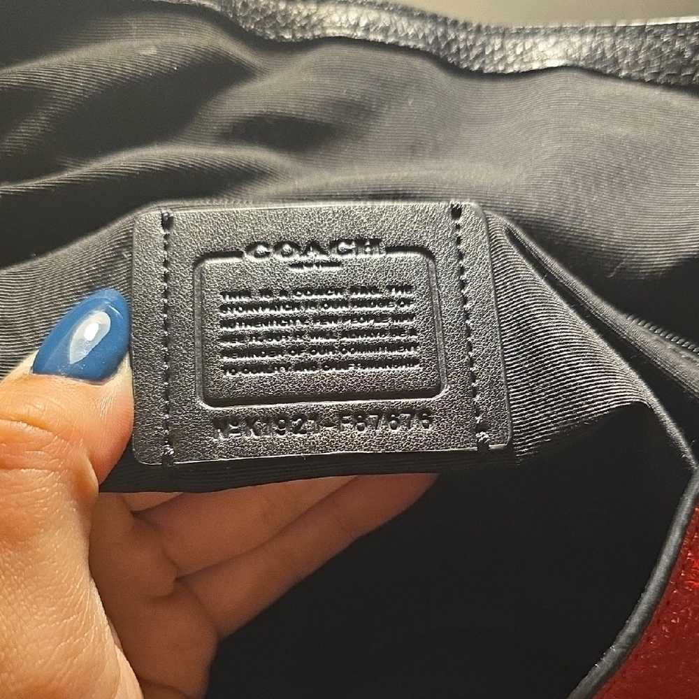 Coach Red and Black Pebbled Leather Backpack - Picture 3 of 3